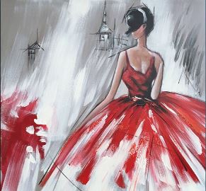 Abstract Red Dress Girl - Paint by Numbers