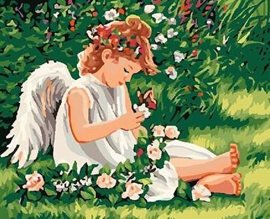 Angel playing With butterfly