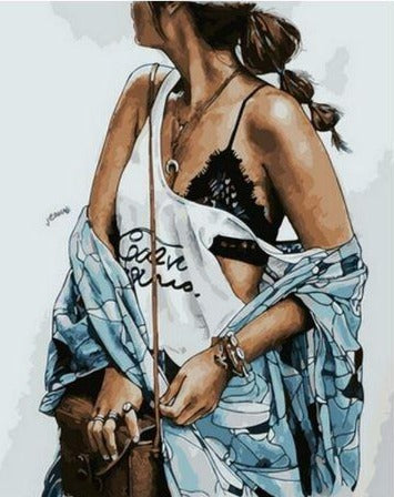 Beautiful Girl With Handbag - Painting Kit