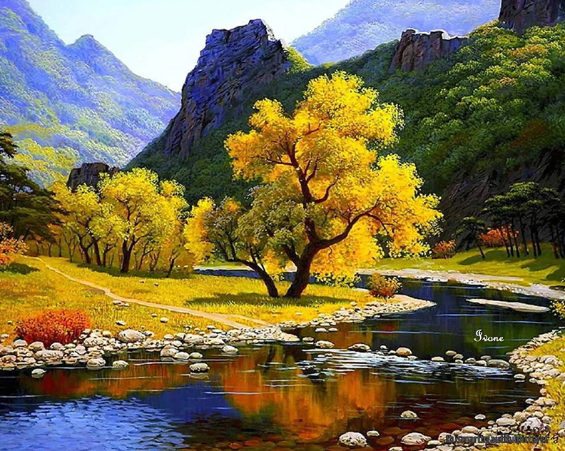 Beautiful Trees And Mountains Painting Kit