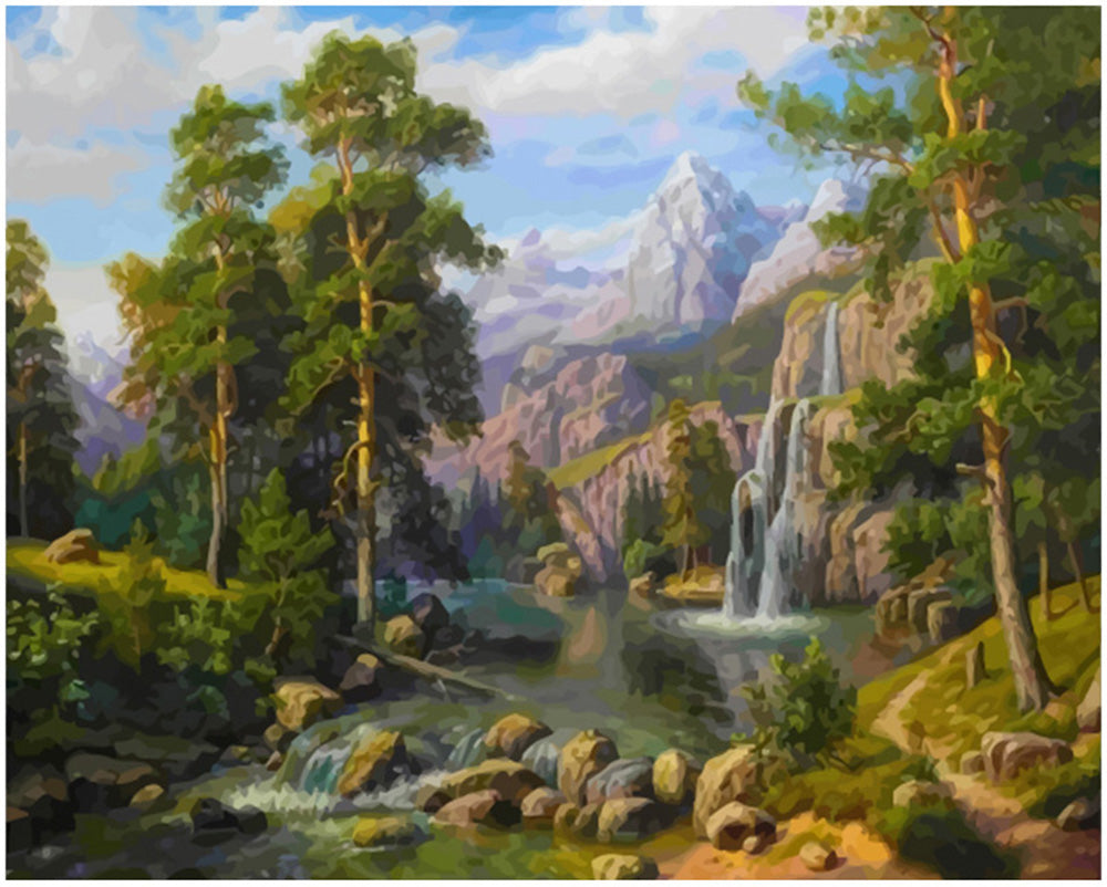 Waterfall Scene Painting by numbers 