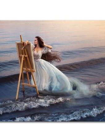 Women Painting on Beach - Paint by Numbers Kit
