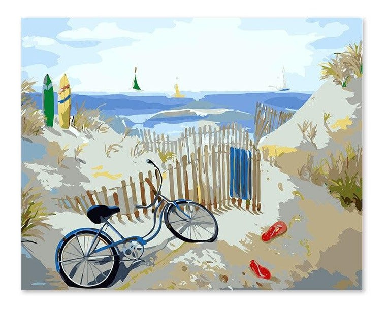Bicycle in The Sea Sand - Paint by Numbers Kit