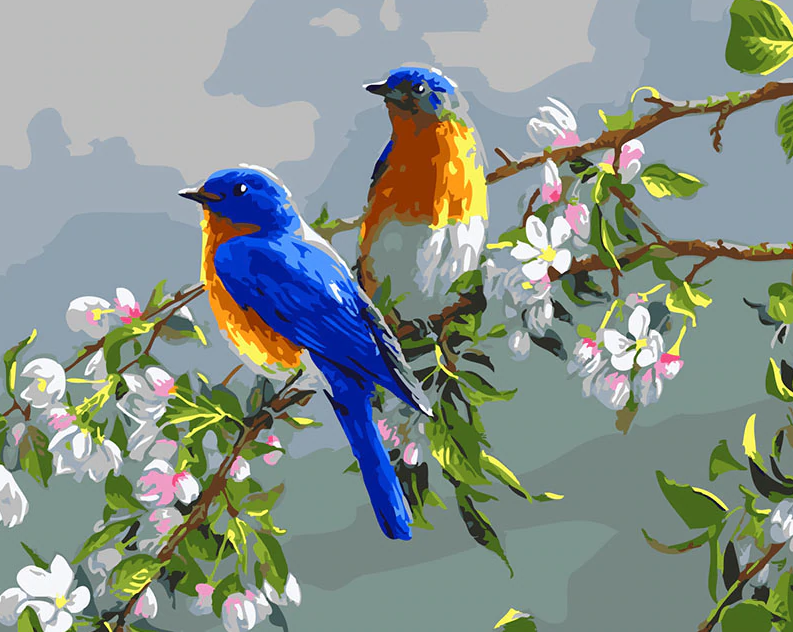 Birds On Branch Paint By Numbers Kit