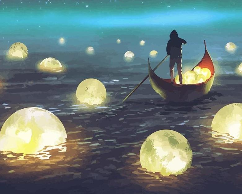 lake night scene Paint by numbers kit