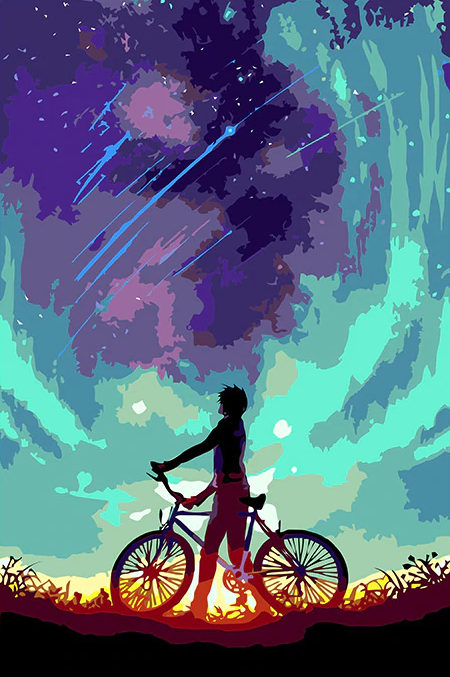 Boy With Colorful Sky
