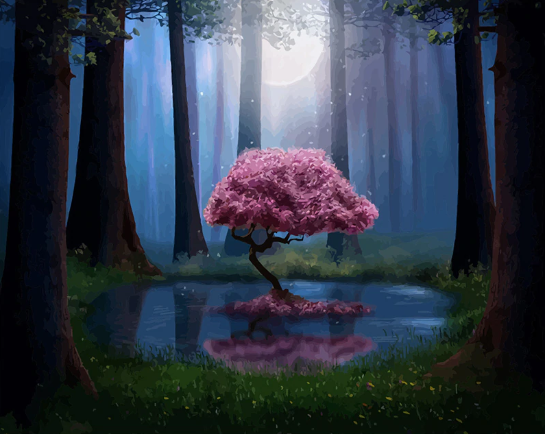 Cherry Blossom Tree In Forest Kit