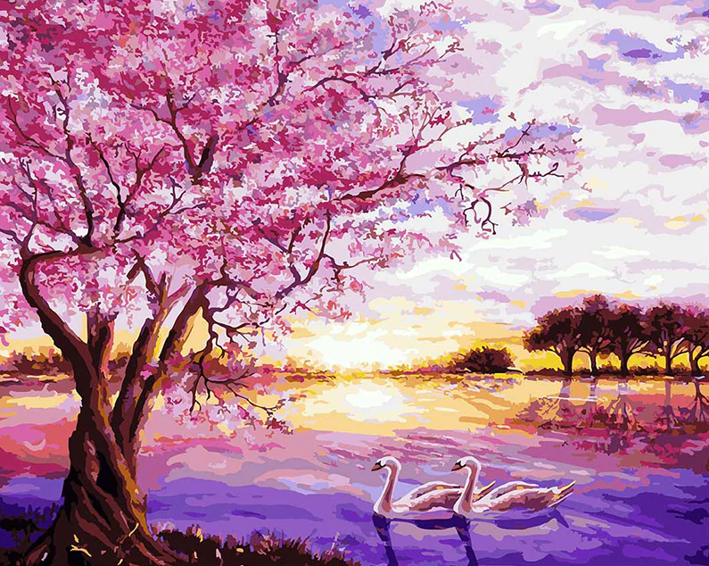 Cherry Blossom Tree With Swans Kit