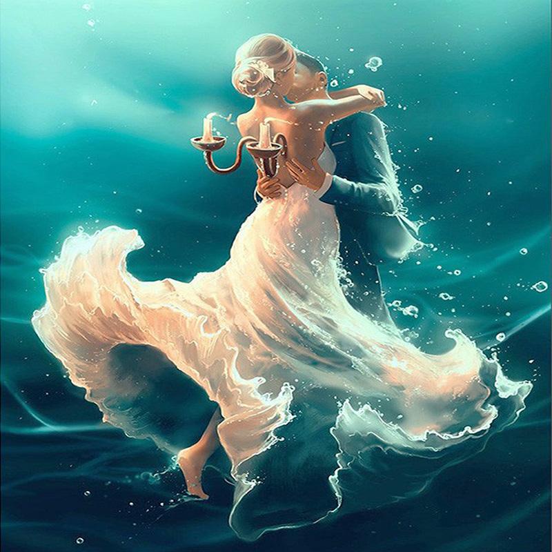 Couple Kissing Under Water paint by numbers
