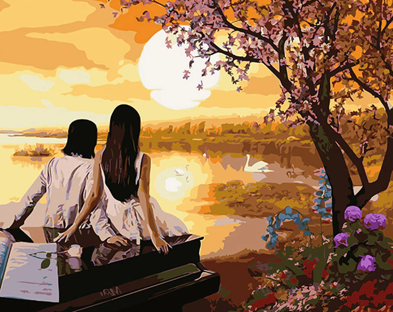 Couple Sunset Painting