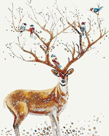 Deer With Birds