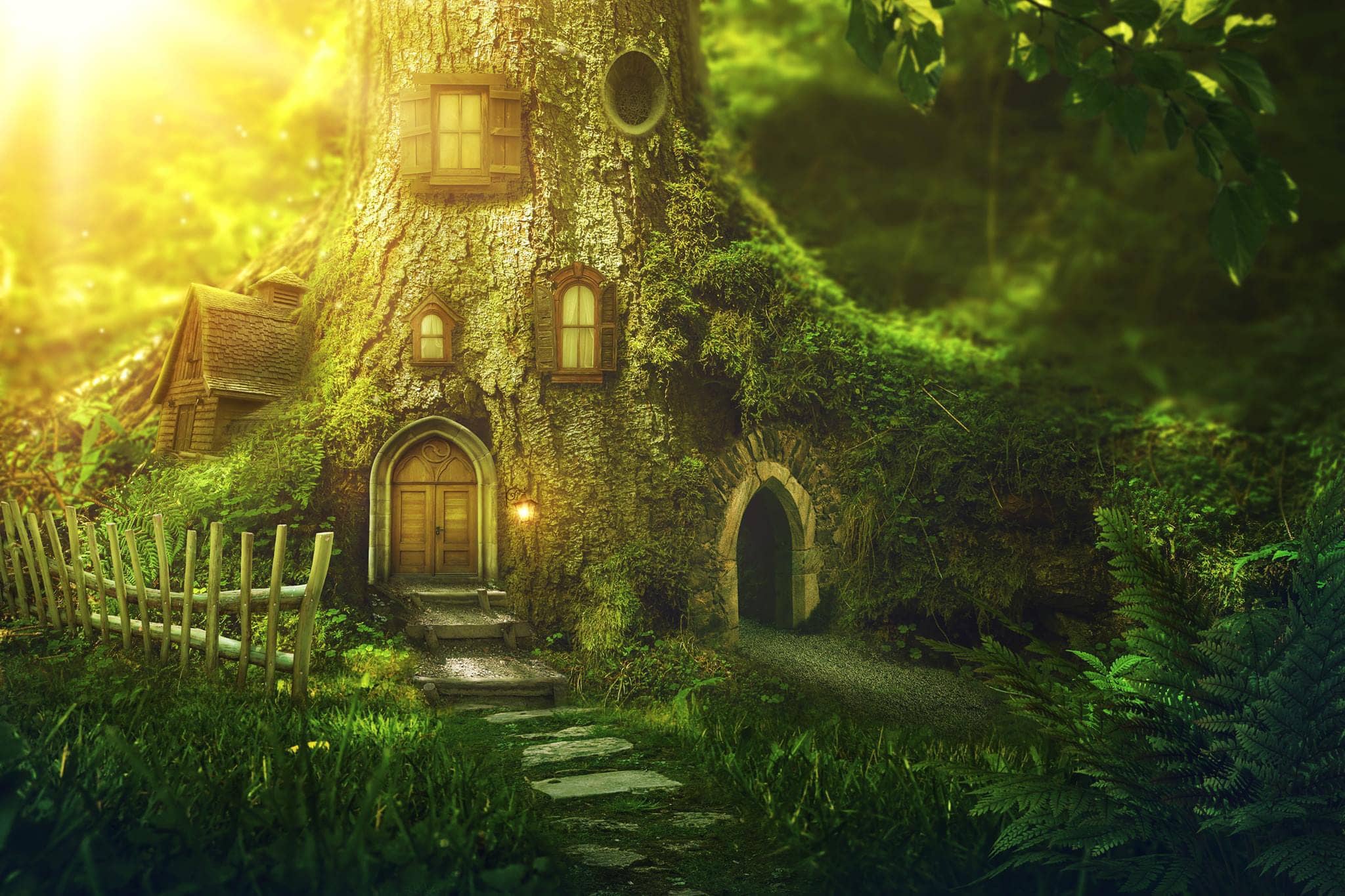 Enchanted Forest Tree House painting