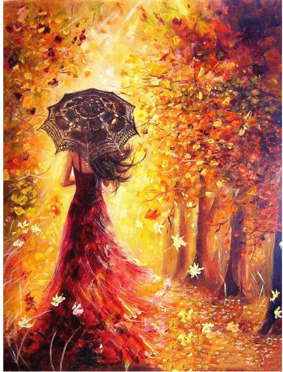 Girl autumn paint by number 