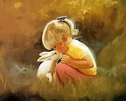 Cute Little Girl and Her Rabbit - Painting Kit
