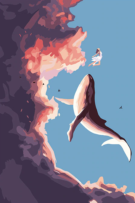 Girl With Whale Beautiful Painting