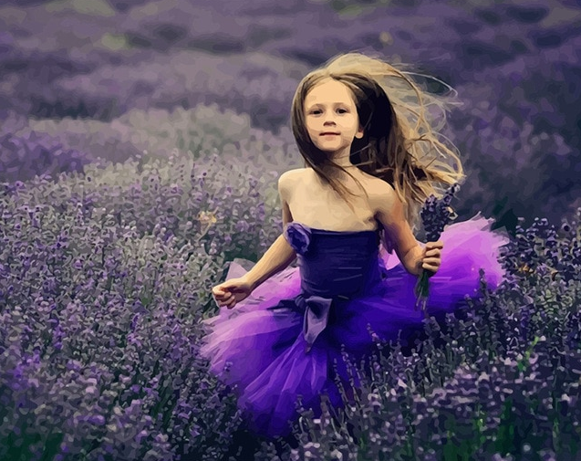 Girl Running in field paint by numbers
