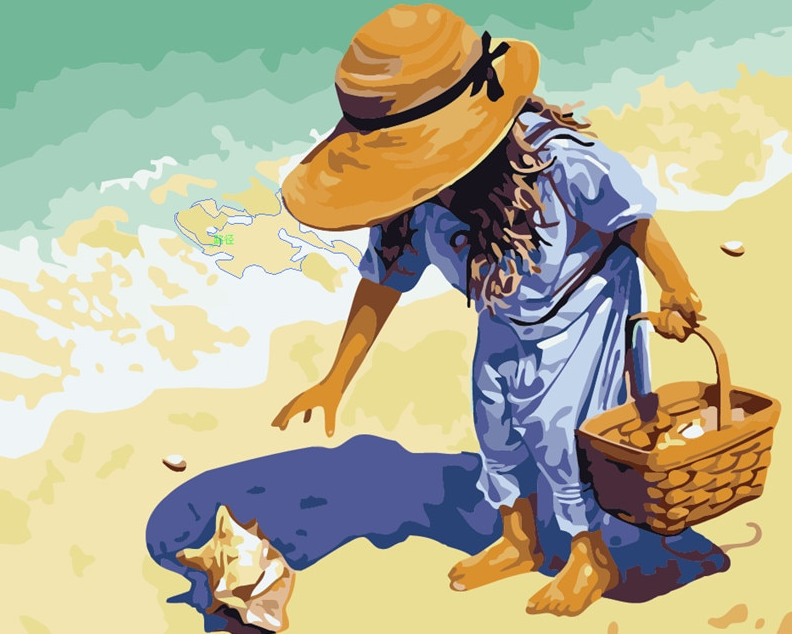 Girl with bucket On Beach