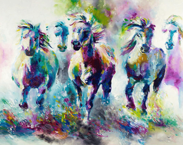 Colourful running horses painting