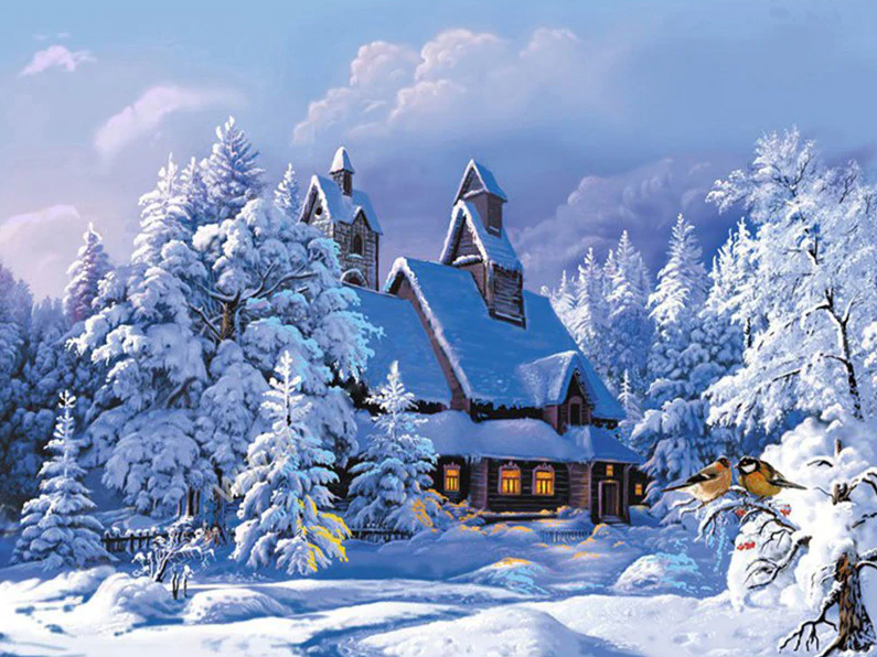 House In Winter Painting Kit