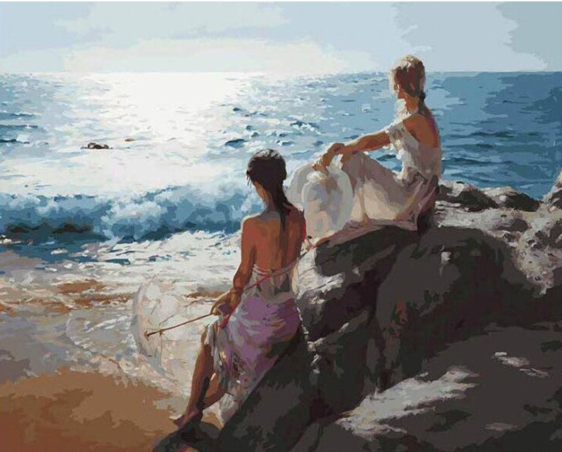 Ladies On Beach paint by number
