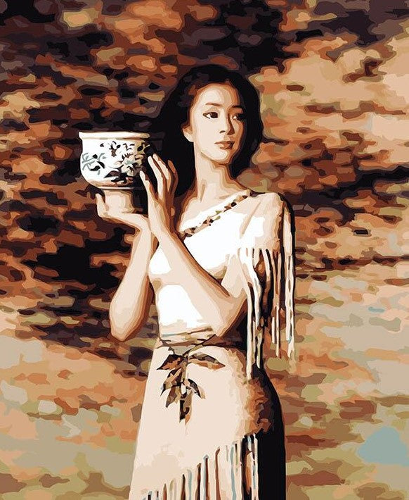 Lady And Bowl paint by number kit