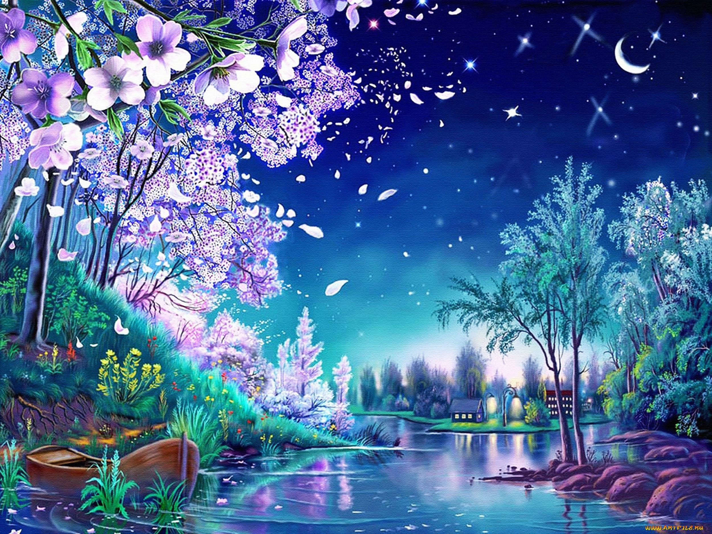 Lake night scene painting kit