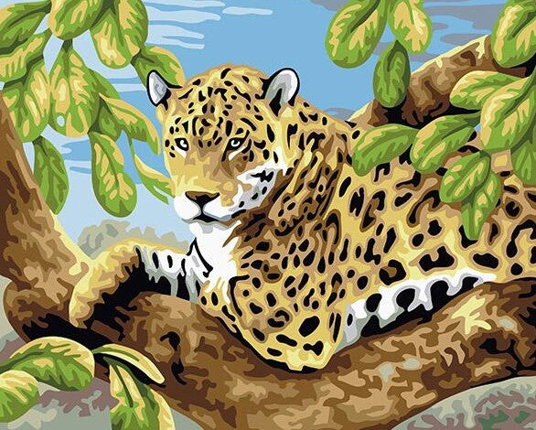 Leopard On tree  painting