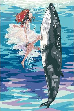 Little Girl Anime With Whale - Paint by Numbers Kit