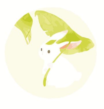 A Little Rabbit Shelters Under a leaf Painting