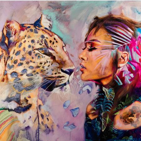 Cheetah With Girl Painting 