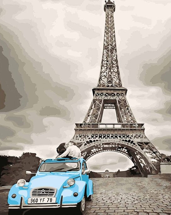 Loving couple With Eiffel tower