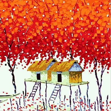 Red Maple Tree House - Paint by Numbers Kit