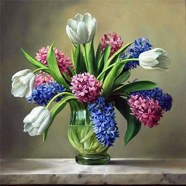 Multi Colour Flowers In Vase paint By number