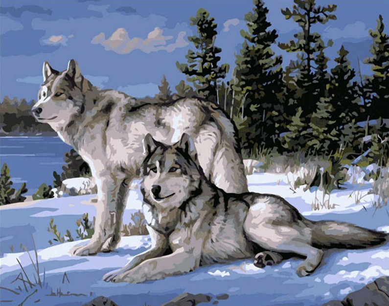 Pair Of Wolves In Winter Kit