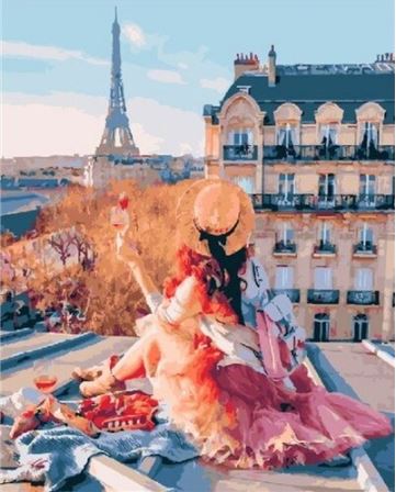 Roof Tops Girl - Paint by Numbers Kit