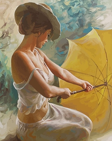Girl And Umbrella painting
