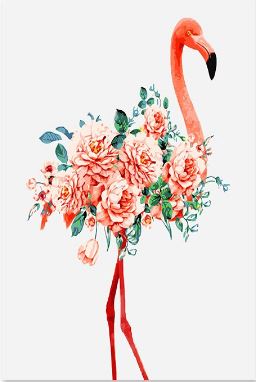 Red Flamingo and Flowers - Paint by Numbers Kit