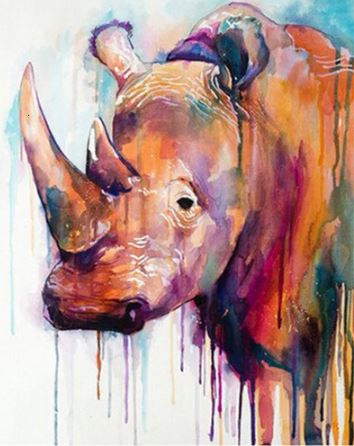 Rhinoceros Bleeding Paints - Paint by Numbers Kit