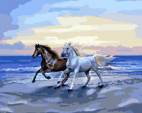 Running Horses At Beach Painting