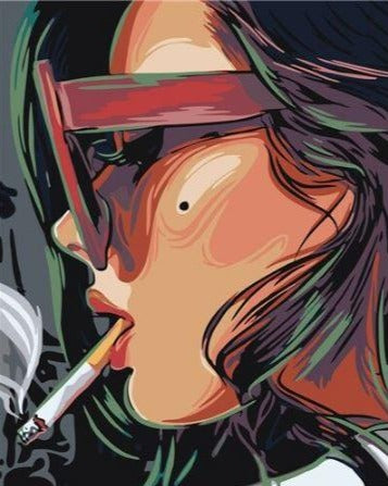 Smoking Girl Portrait - Paint by Numbers