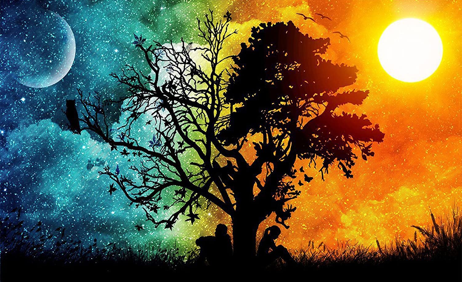 Sun and Moon Tree Paint By Numbers