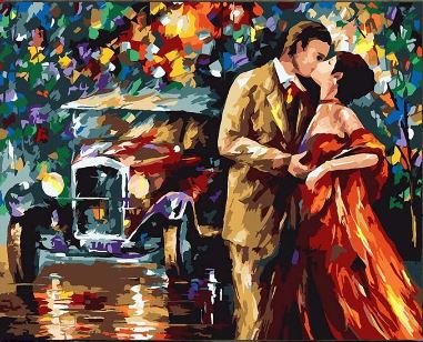 Vintage Car Lovers Kissing - Paint by Numbers