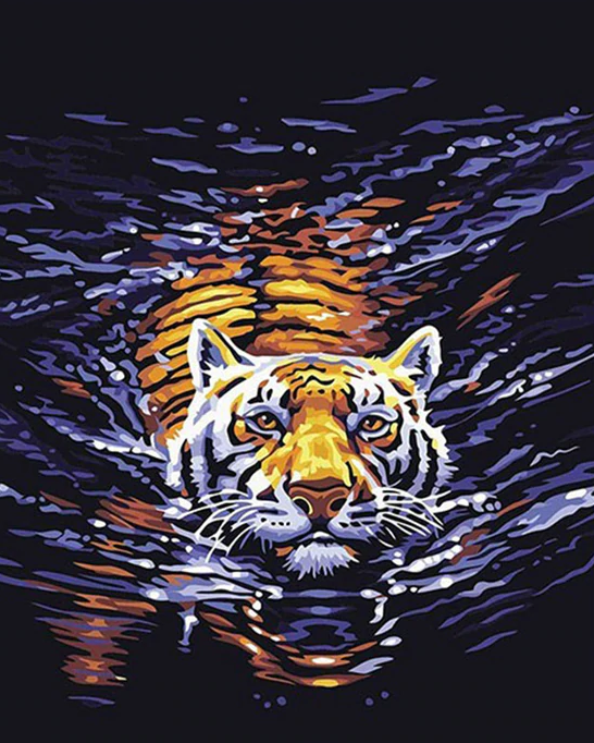 Tiger In The Water Paint By Numbers Kit