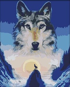 Wolf In Mountains DIY painting kit
