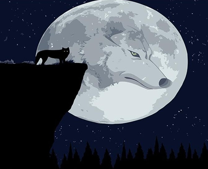 Wolf With Moon At Night Kit
