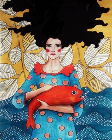 Women Holding Fish - Paint by Numbers Kit