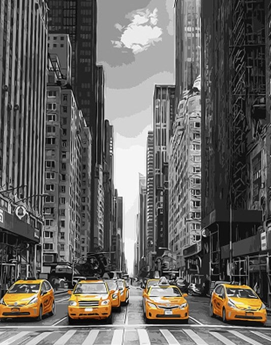 Cars With Vintage City painting