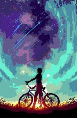 Abstract Bicycle Boy - Paint by Numbers Kit
