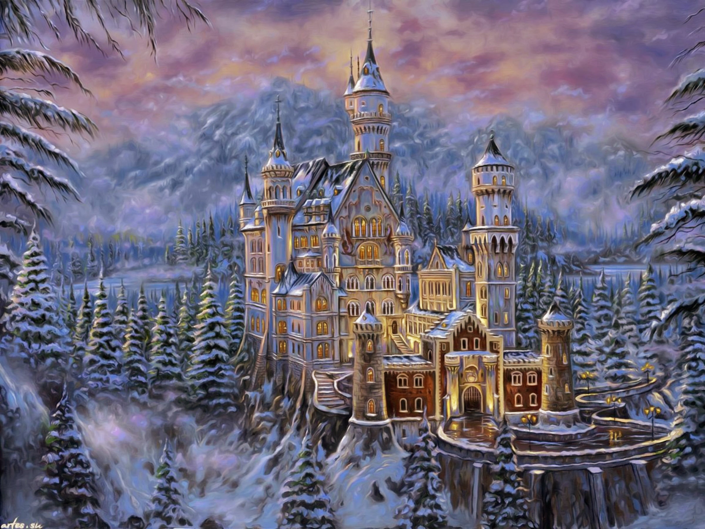 thomas kinkade castle Painting kit